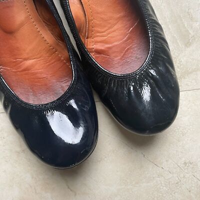 Lanvin Black Patent Leather Ballet Flats Size 7 | eBay