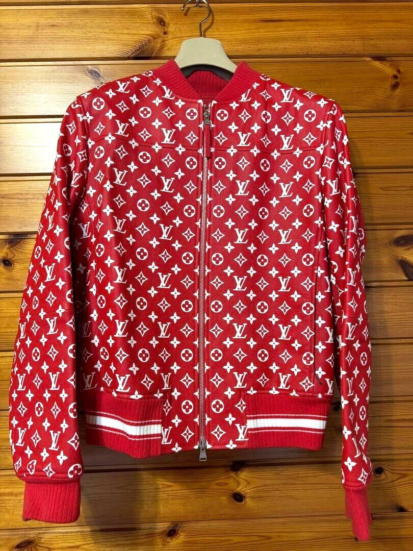 Louis Vuitton x Supreme Bomber Jacket Leather Monogram Red Men's