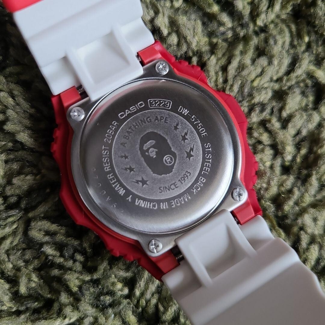CASIO G-SHOCK x A BATHING APE White Red Limited BAPE DW-5750E Used