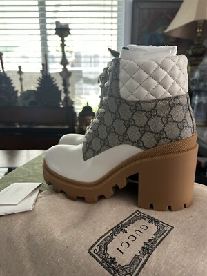 Women's Gucci Calfskin GG Supreme Monogram Boots Size 39 Made In