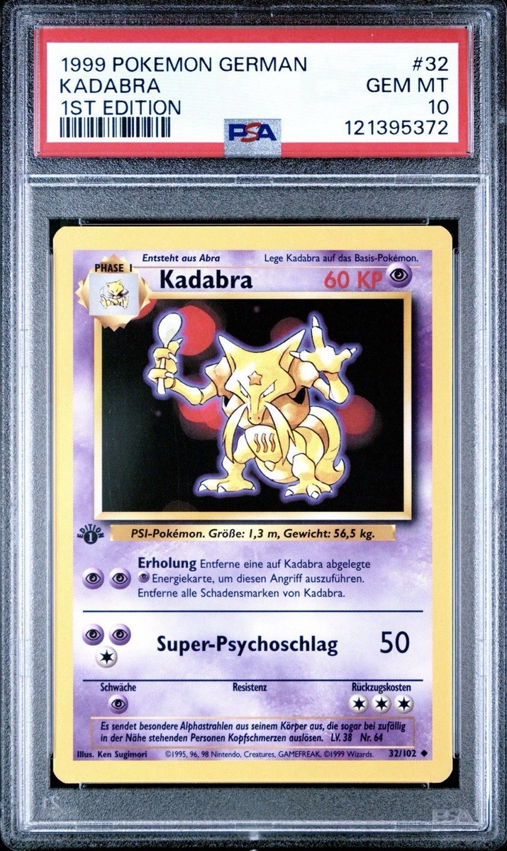 1999 Pokemon GERMAN 1st Edition Base Set Kadabra 32/102 PSA 10 GEM
