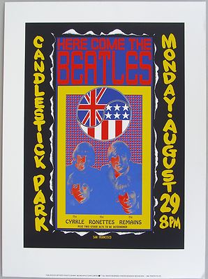1966 Beatles Candlestick Park Authorized Reproduction Litho Poster