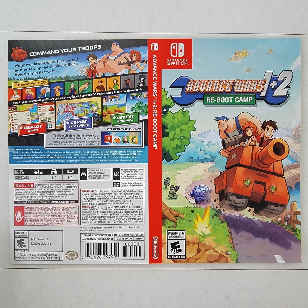 Advance Wars 1+2 Re-Boot Camp Switch Replacement Box Art Sleeve