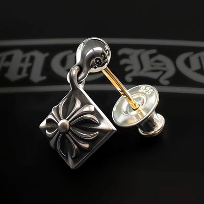 Authentic Chrome Hearts Pyramid Drop Earring + CH Pouch and Gift