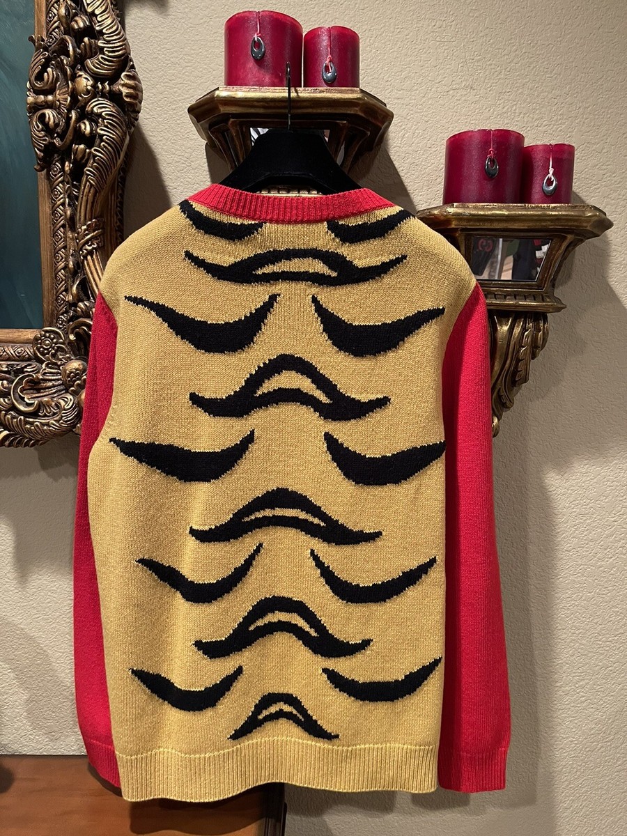 100% Authentic GUCCI Peanuts Snoopy Tiger Stripes Red Wool Sweater