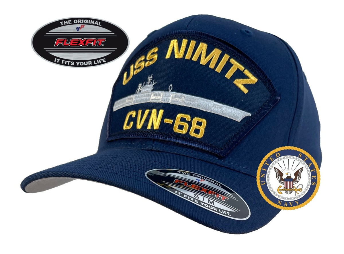 USS Nimitz Hat CVN-68 FLEXFIT Ball Cap Blue w/FREE STICKER | eBay