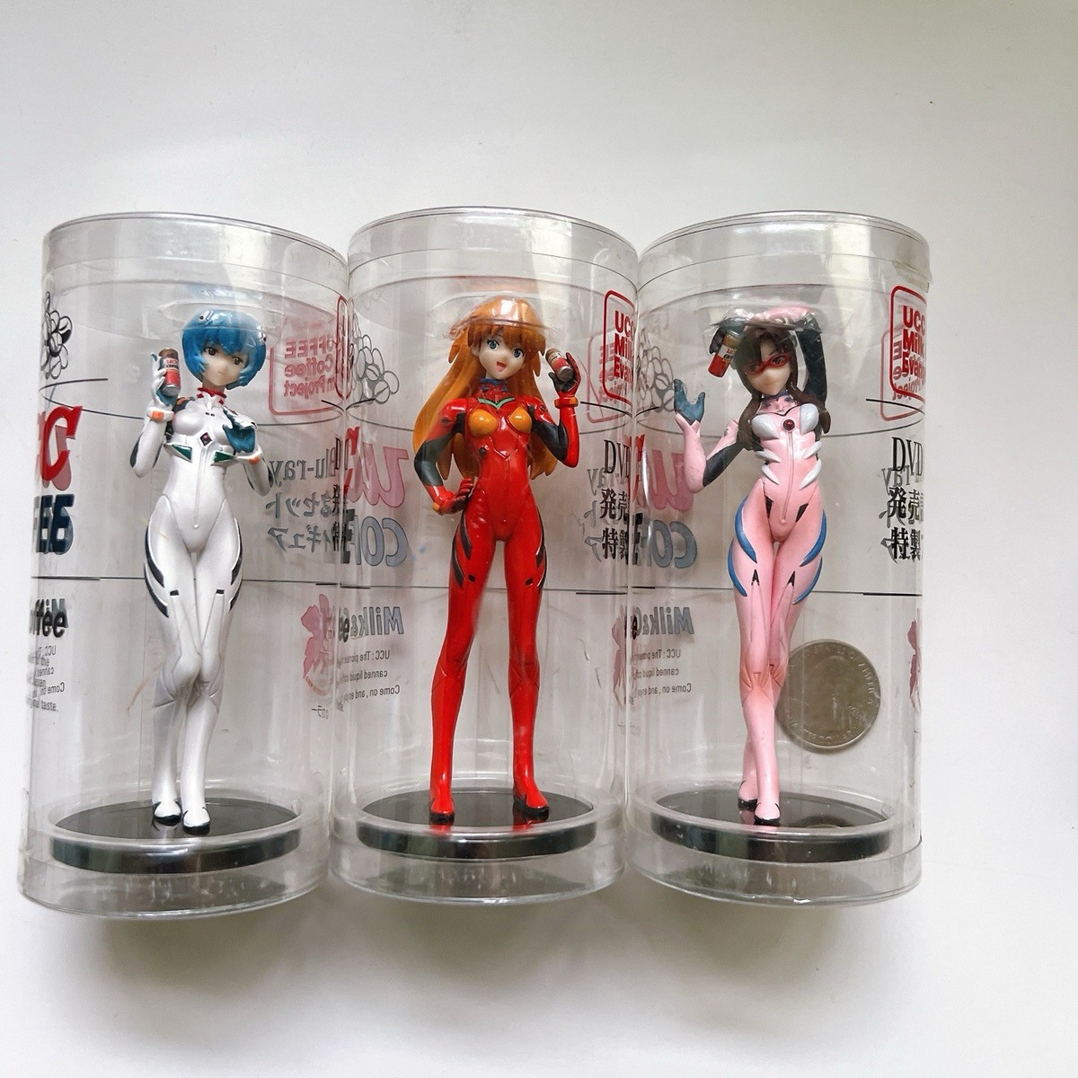 Evangelion UCC Coffee Figure Asuka & Mari & Rei Ayanami Set of 3