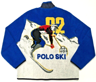 Polo Ralph Lauren VTG 90s Retro Ski 92 Sherpa Fur Fleece Jacket Hi