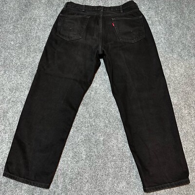 Levis Jeans Mens 40x30 Black Denim Cotton Dark Wash Straight High