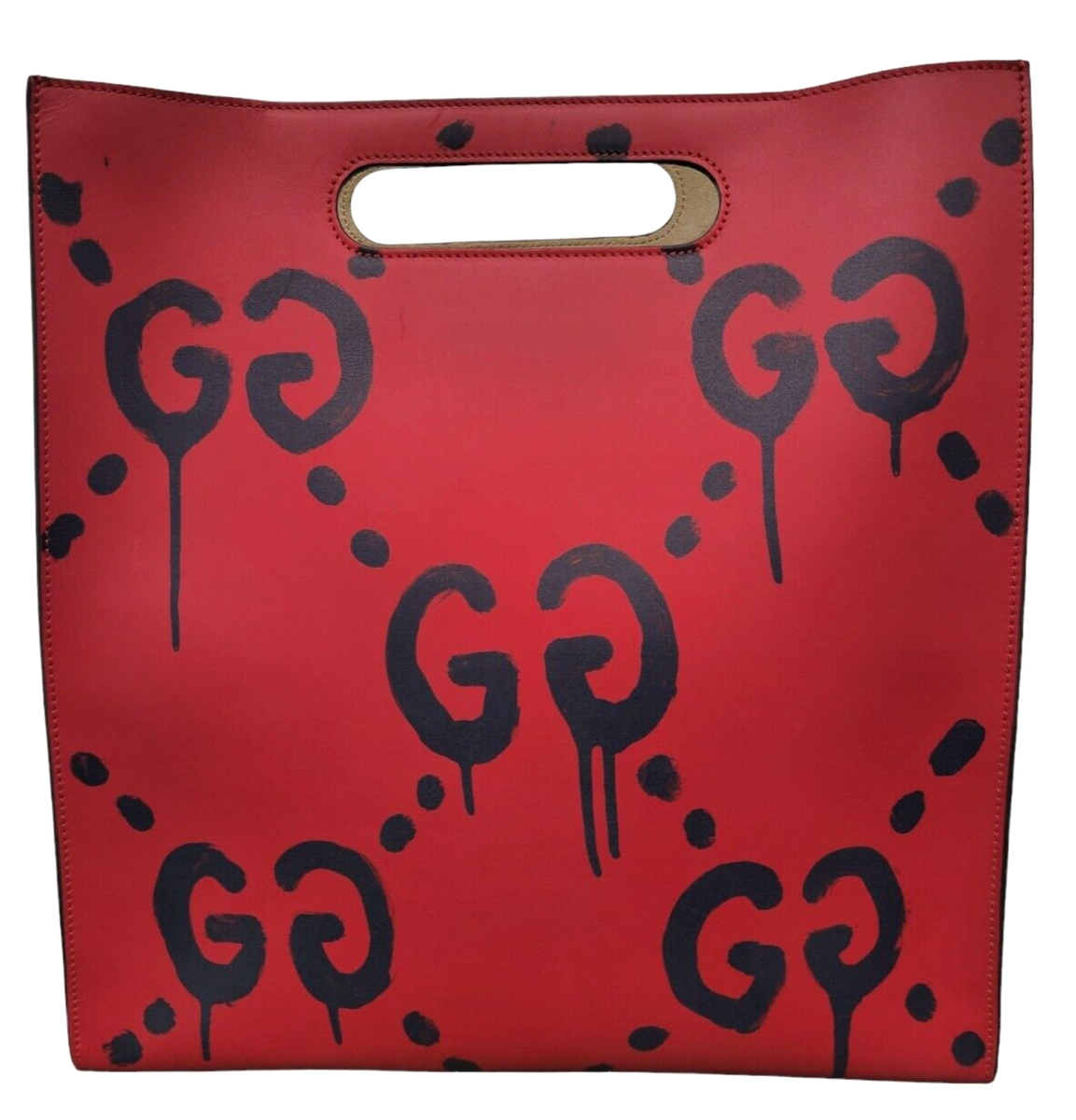 Gucci GucciGhost Extra Large XL Tote REAL Paint Red Leather w