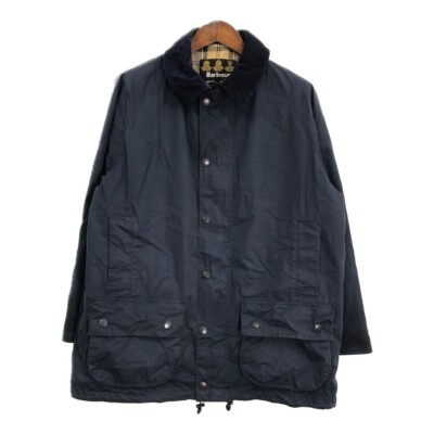 Barbour BEAUFORT Oiled Jacket Blouson Coat Men Size L Navy Blue