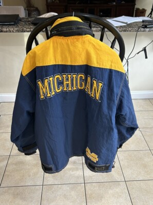VTG VINTAGE STARTER MICHIGAN WOLVERINES PULLOVER JACKET SZ LARGE