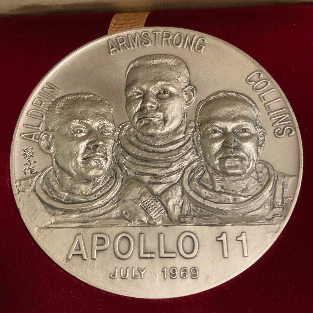 Apollo 11 Lunar Landing Commemorative Medal 1969, sterling silver