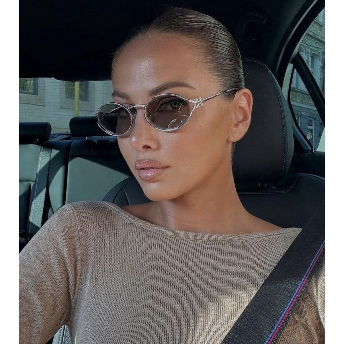 MIU MIU MU 52YS 1BC10F Silver Ivory Silver Mirror Women Sunglasses