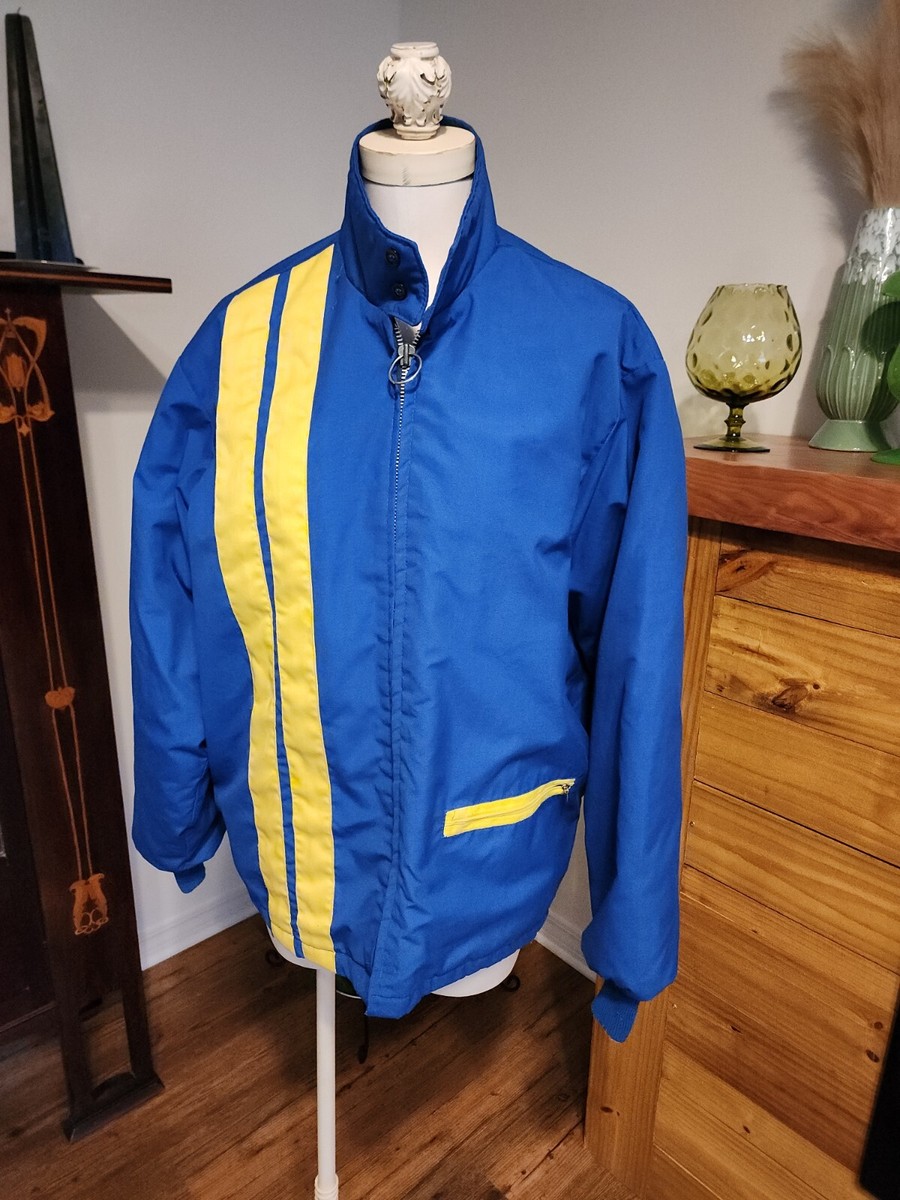 Vintage SWINGSTER 1970s Jacket - Blue + Yellow Racing Strips Sz