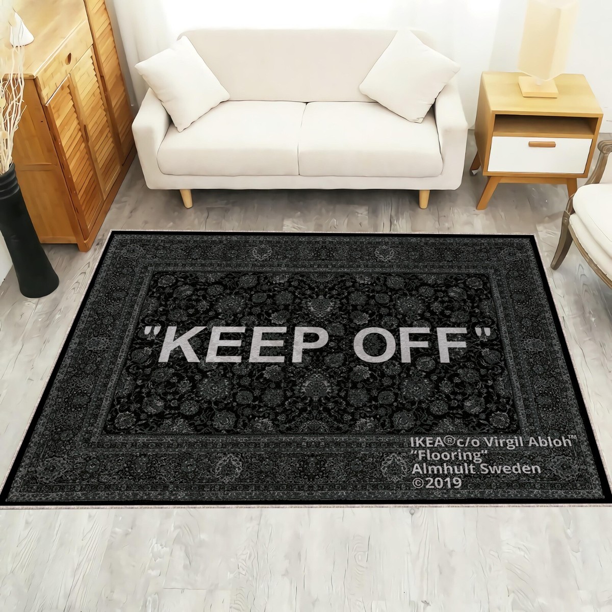 Virgil Abloh Black Keep Off Rug, Popular Decoration, Exhibition