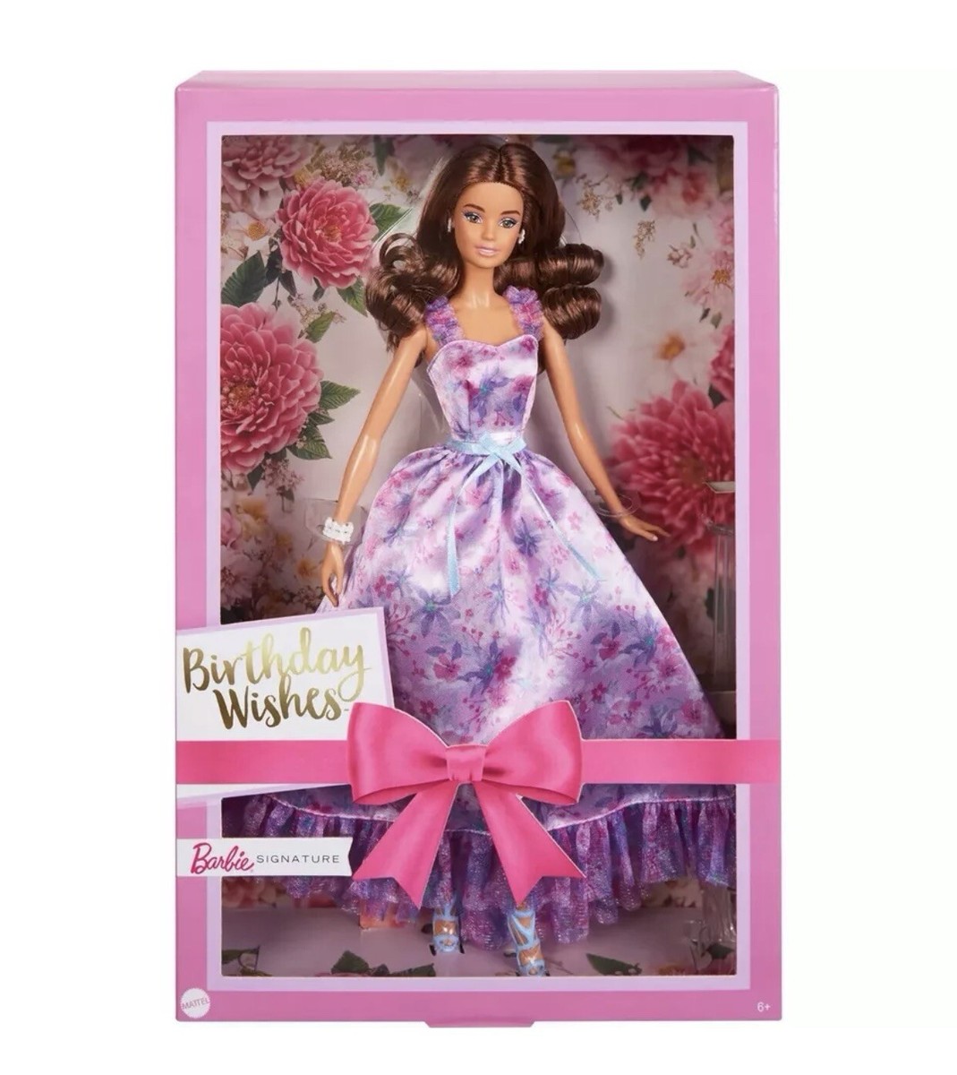 Barbie Birthday Wishes Collectible Doll 2024 Brunnette Lilac Dress