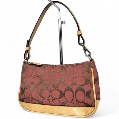 Coach 6094 Red Signature Canvas Leather Shoulder Hand Demi Mini