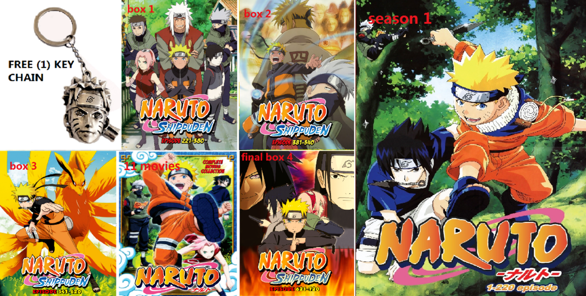 DVD Naruto Vol.1 - 720 End English Dubbed + 11 Movies Complete
