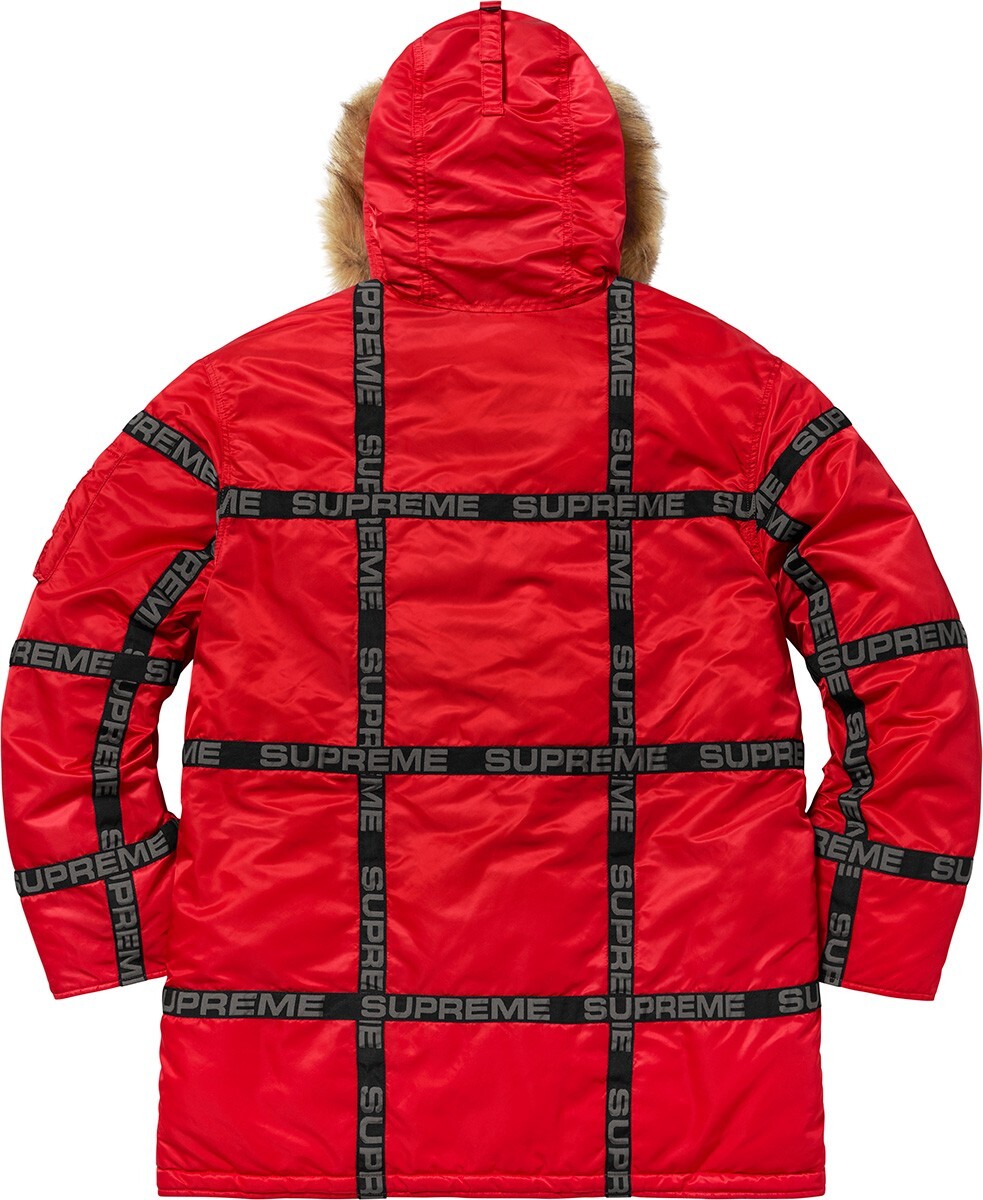 SUPREME LOGO TAPE N-3B PARKA WINTER JACKET RED Large New Authentic