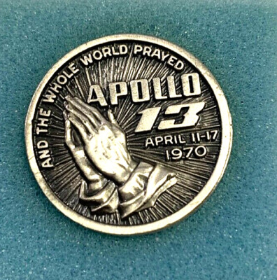 NASA Apollo 13 1970 Balfour Pewter Coin Medallion 2 Sided + Case