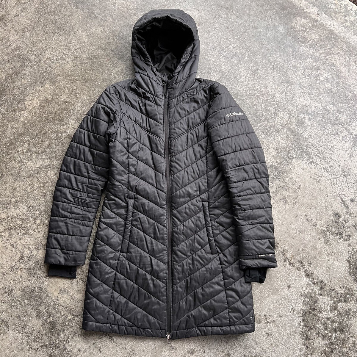 Columbia Womens Sz XS Omni-Heat Black Full Zip Puffer Parka Hooded