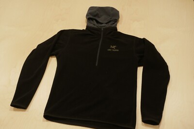 Arcteryx Black Grid Fleece Pullover with added Hood Anorak