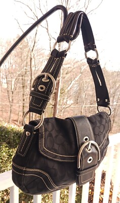 Coach 10603 MEDIUM Vintage Soho Black Signature C Canvas Shoulder