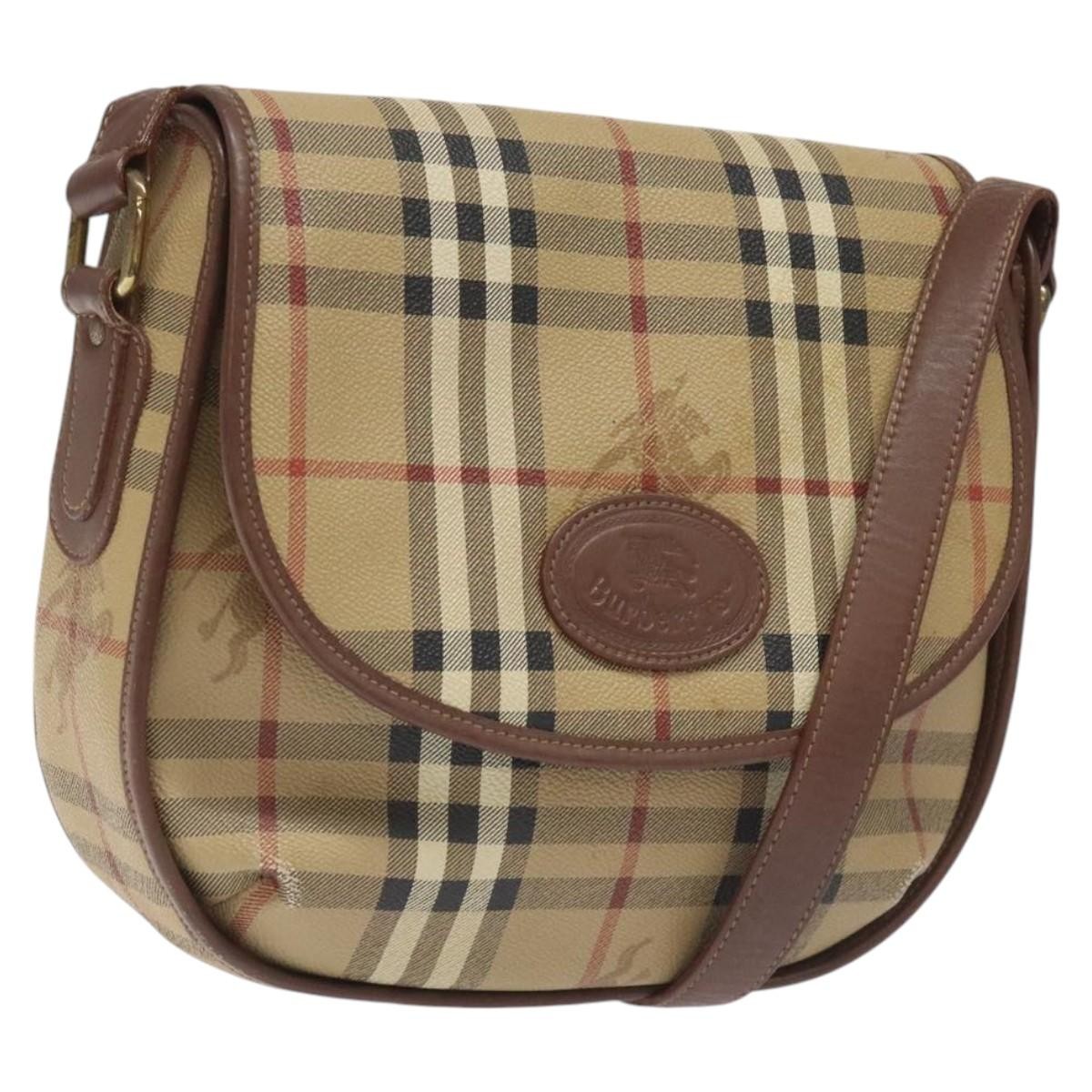 Burberrys Nova Check Shoulder Bag PVC Beige Gold Auth JB025 | eBay