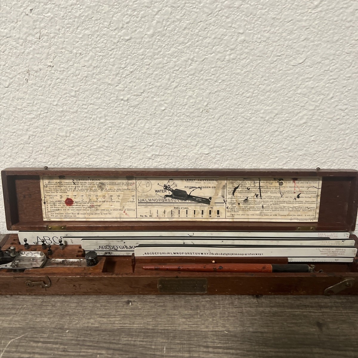 Vintage Keuffel & Esser Leroy Lettering Set with Wood Case | eBay