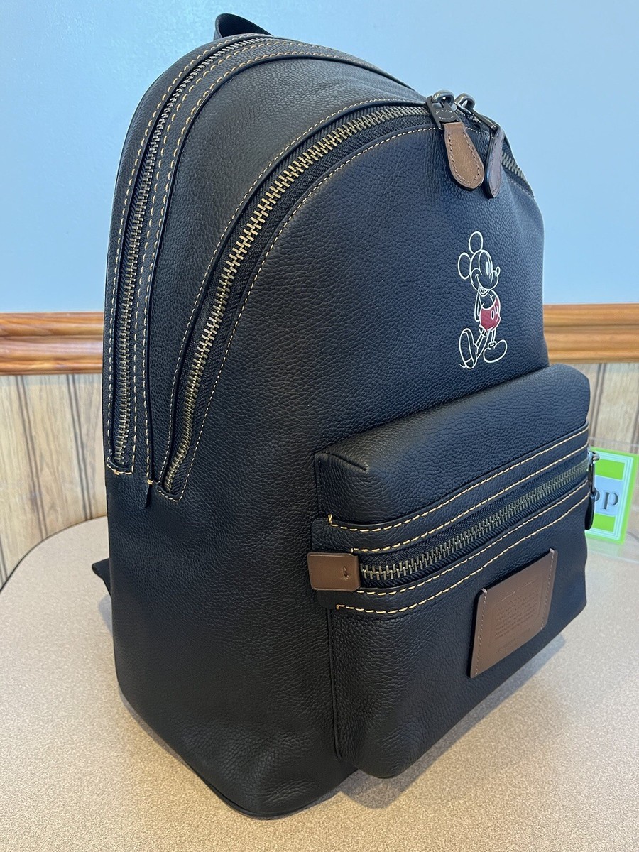 Disney X Coach academy black backpack Mickey Mouse leather 78564