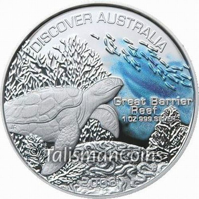Discover Australia 2006 GREAT BARRIER REEF Sea Turtle $1 Oz Pure
