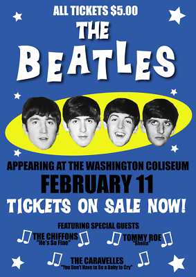 1964 The Beatles Washington Coliseum Concert Poster Print John