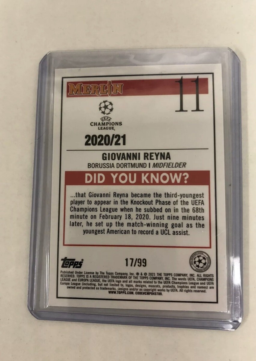 2020-21 Topps Merlin Giovanni Reyna Green REFRACTOR /99 SSP BVB