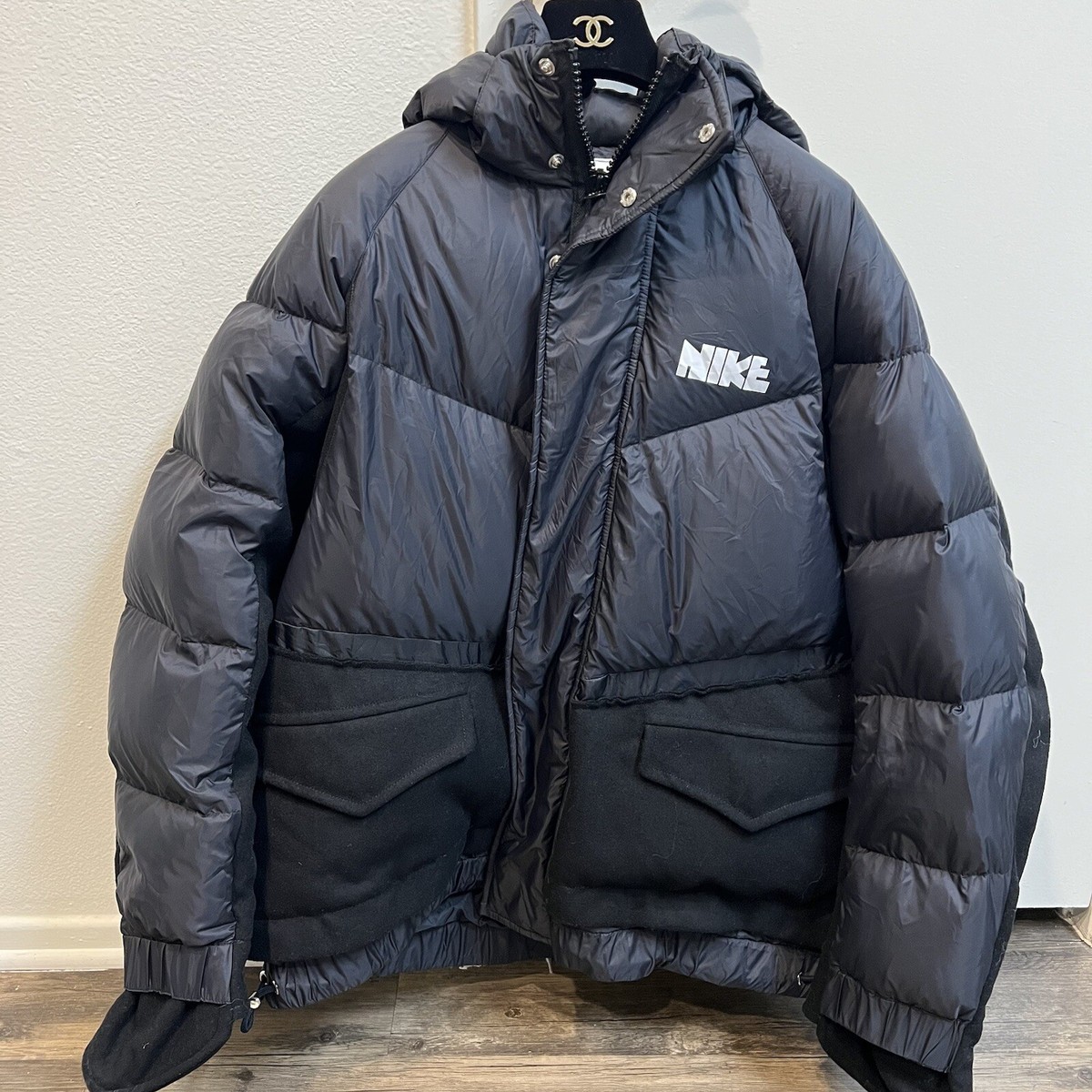 NIKE X SACAI NRG NikeLab Parka Jacket Black Men's Down Pockets