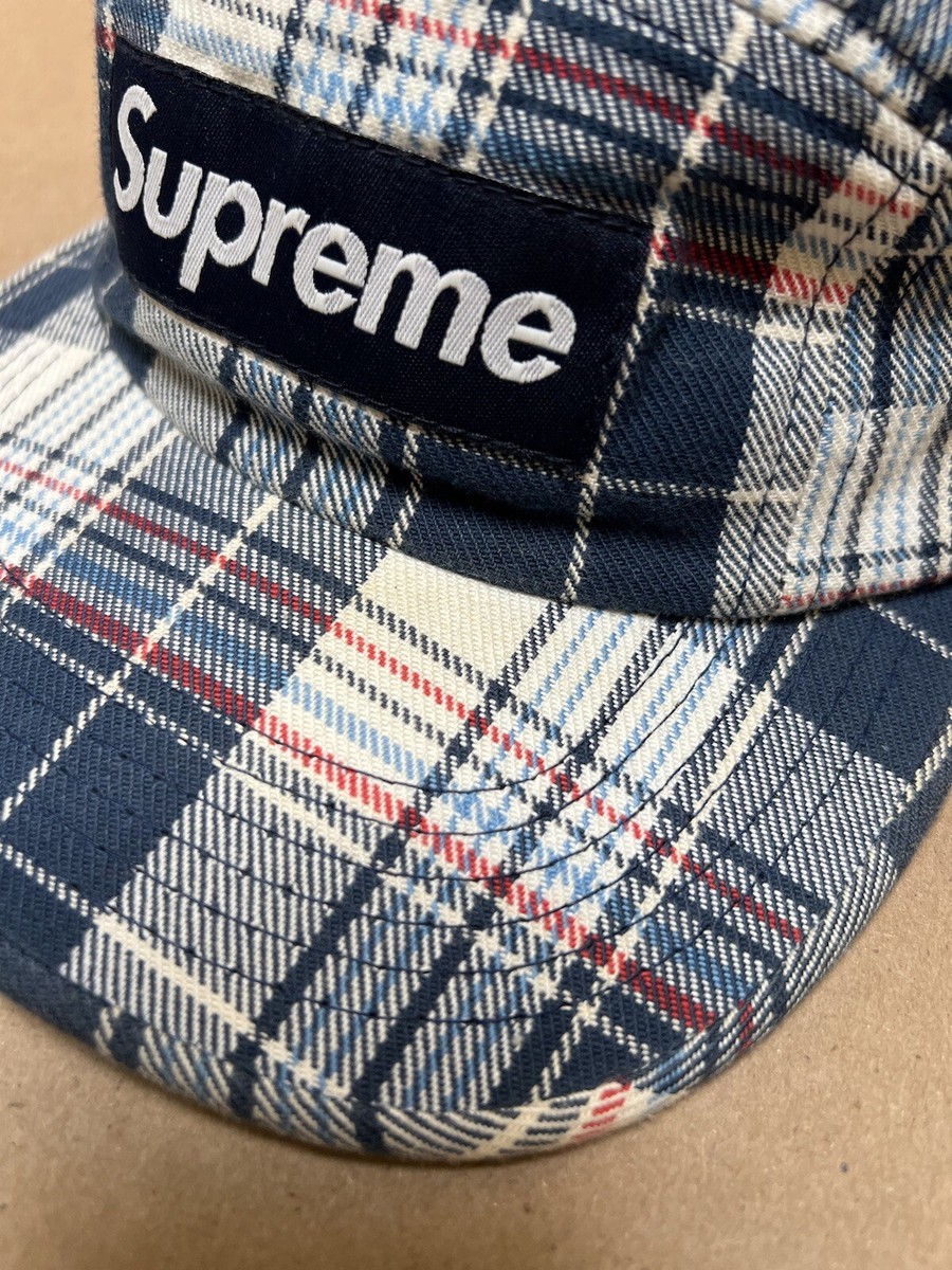 SS10 Supreme Bum Plaid 5 Panel Camp Cap Hat Navy 2010 | eBay
