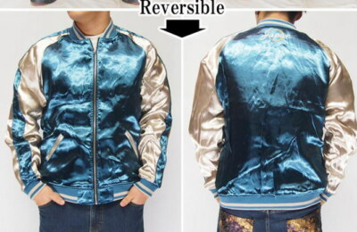 Mens Sukajan Souvenir Jacket Japanese Pattern Embroidery