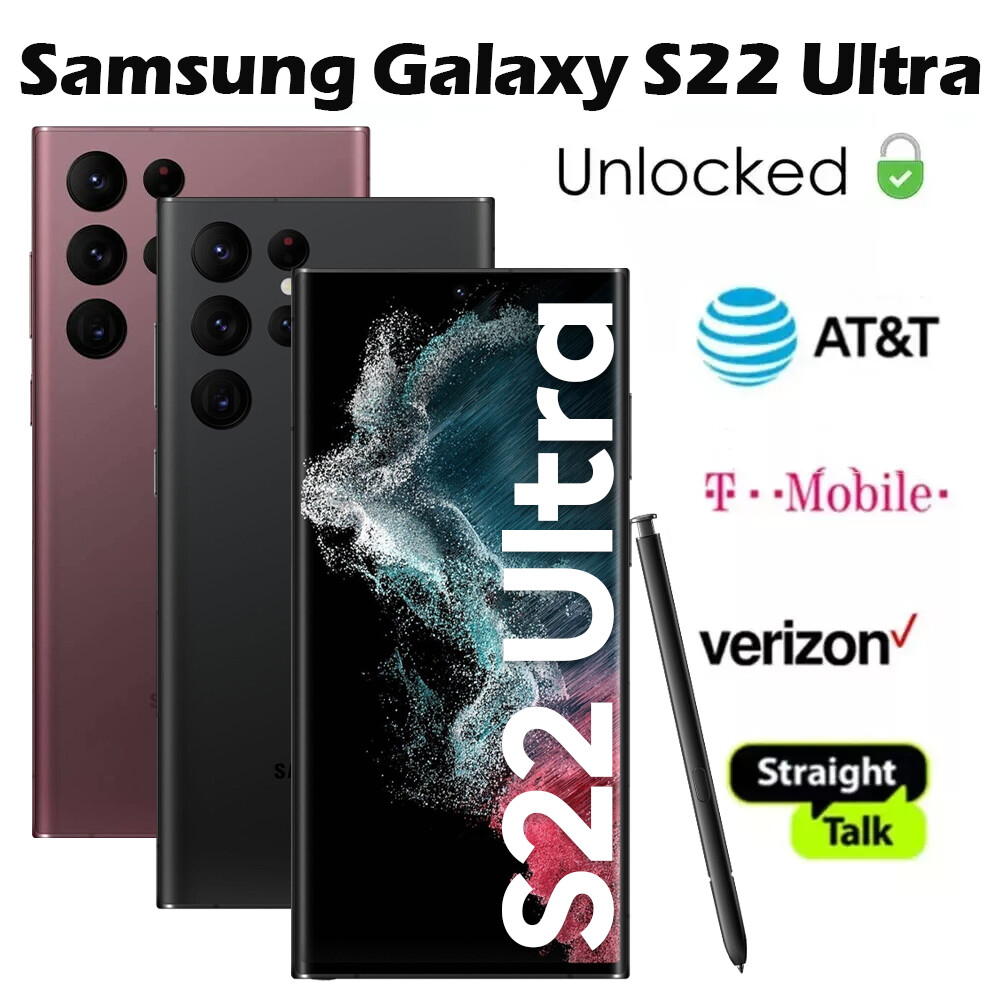 New Samsung Galaxy S22 Ultra 5G 512GB 256 128GB SM-S908U GSM CDMA
