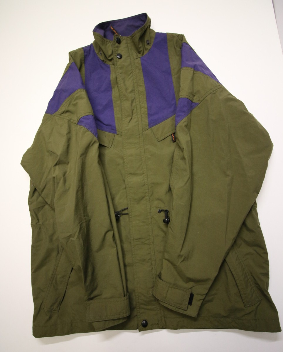 Vintage Adidas Zip Shell Jacket Mens M Nylon Olive Green Purple