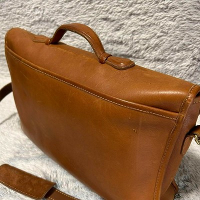 Vintage Coach Brown Leather Briefcase Messenger Bag 0138 Turn Lock