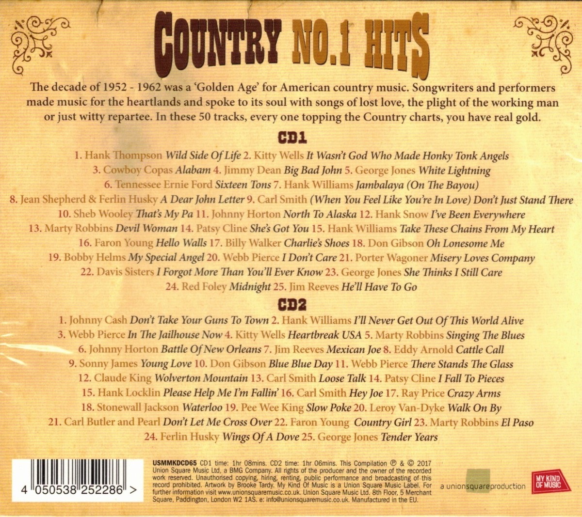 50 Great COUNTRY Hits * 50's & 60's * New 2-CD Set * All Original