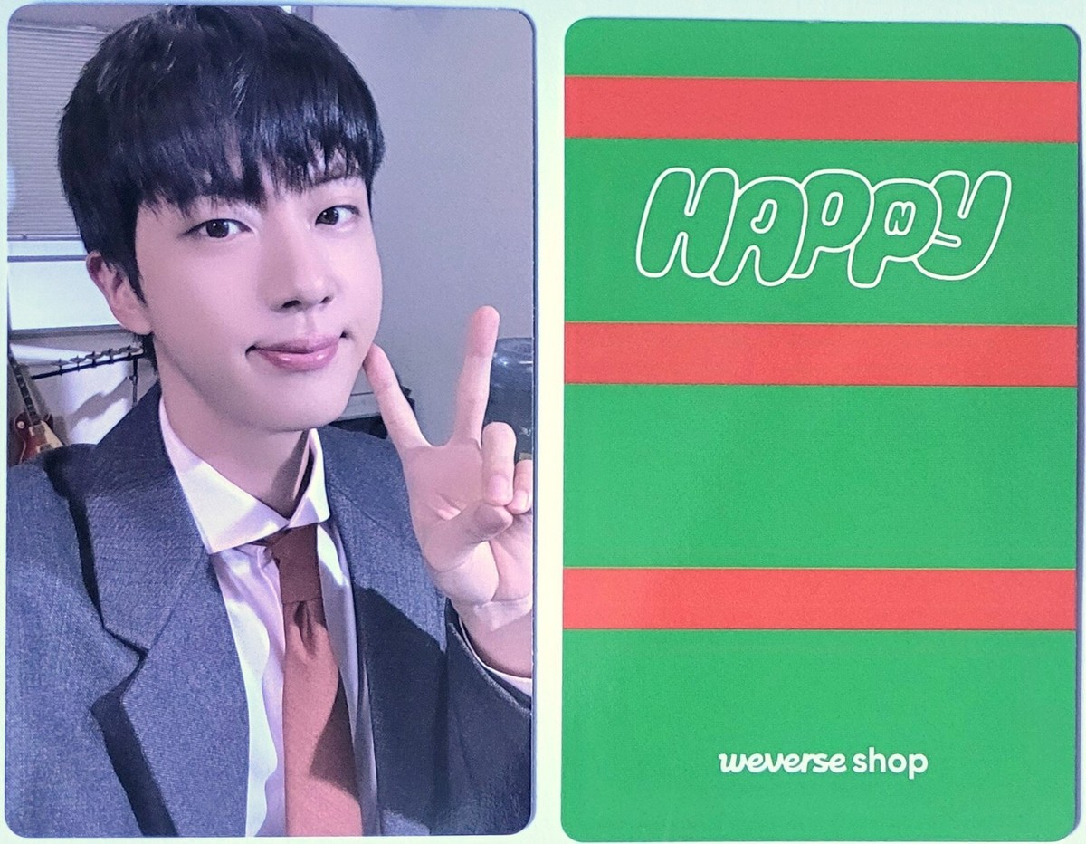 JIN BTS HAPPY OFFICIAL WEVERSE PHOTOCARD SET + 3p HOLDERS +STICKER