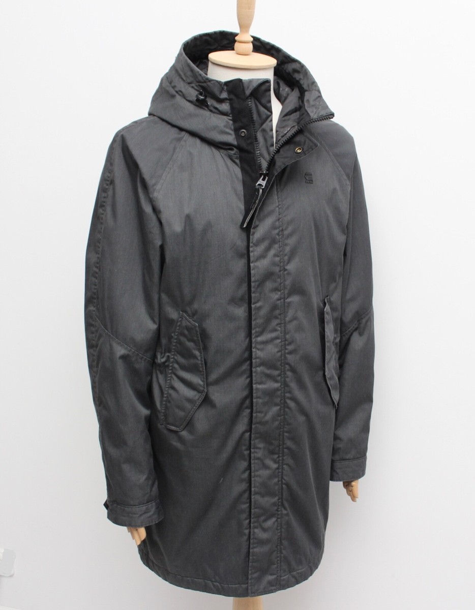 Men's G-STAR RAW Strett Long Parka Jacket Hooded RARE Size L | eBay