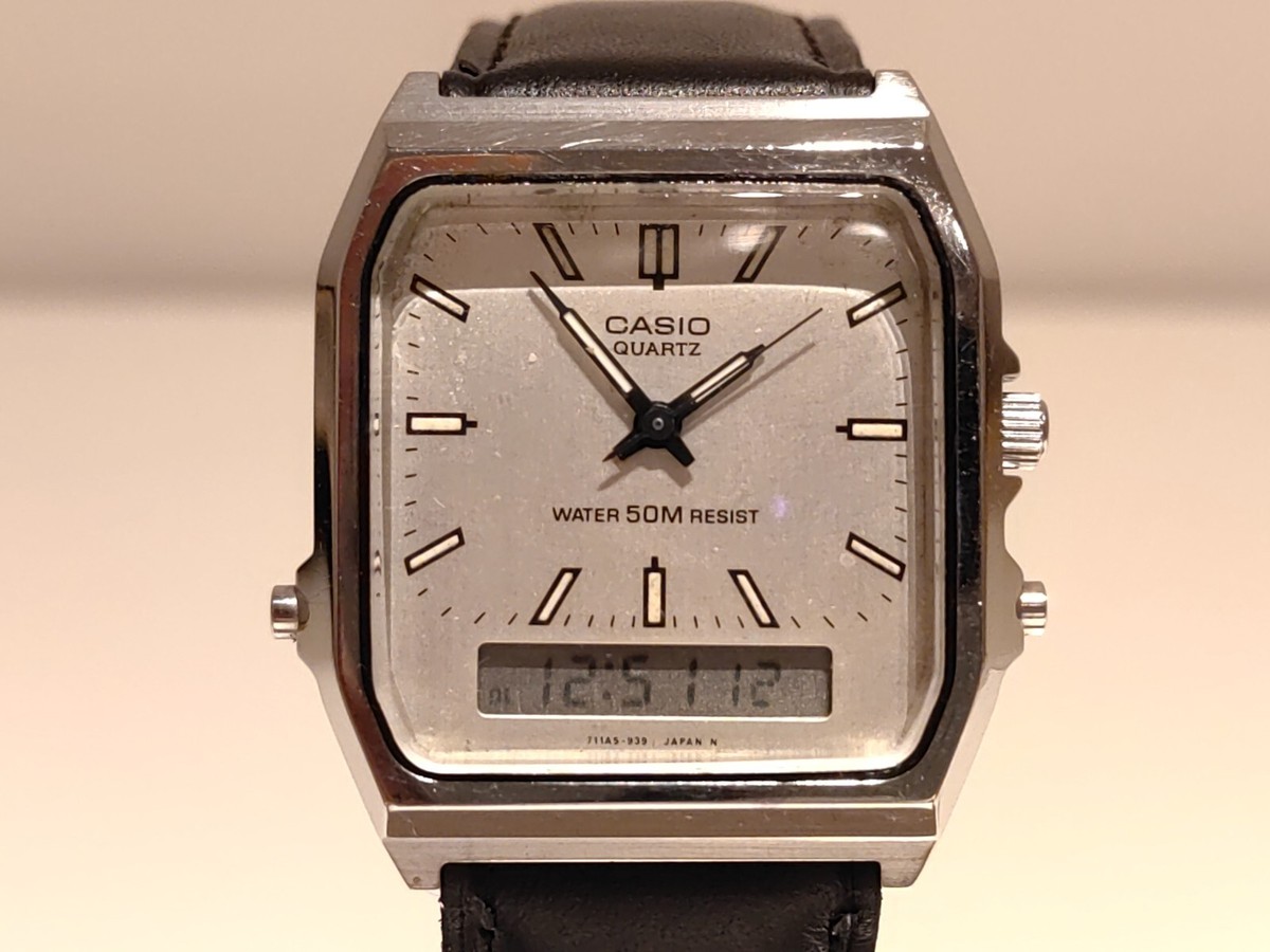 VINTAGE RARE CHROMED ANALOG DIGITAL ALARM CHRONOGRAPH MEN'S WATCH