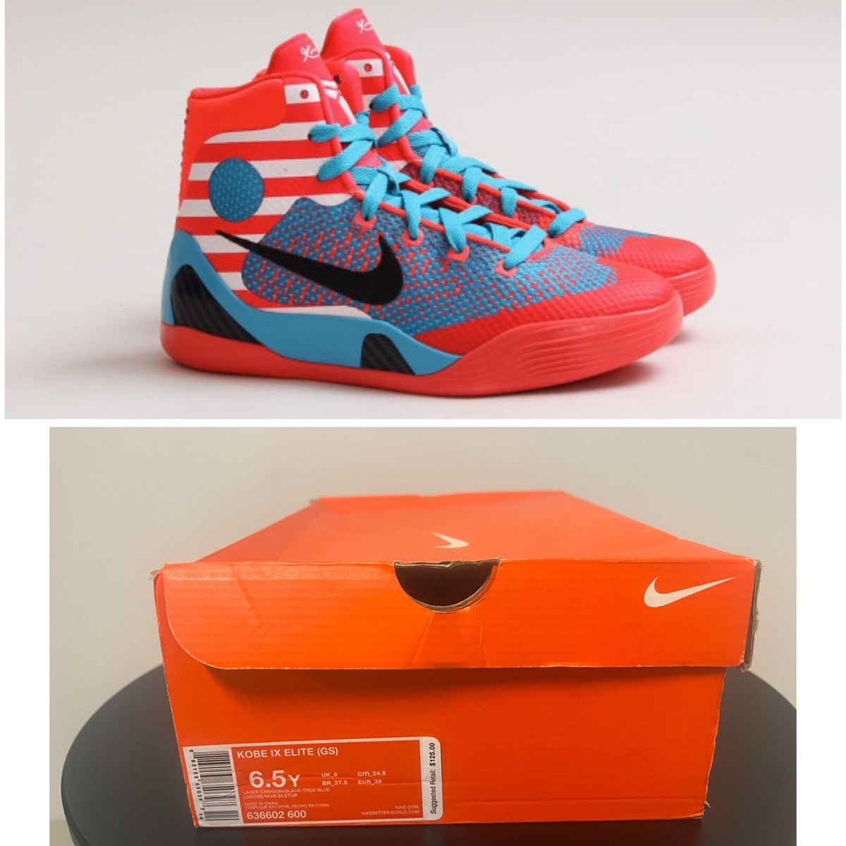 BOX ONLY-Nike Kobe 9 636602-600 Sz 6.5Y | eBay