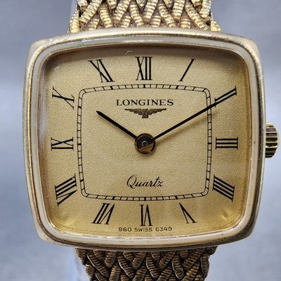 Longines Watch Women 22mm Champagne Dial Gold Plated Rectangle New