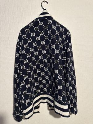 GUCCI GG Jacquard Cotton Track Jacket Navy 18AW 496919-X9V05 Size