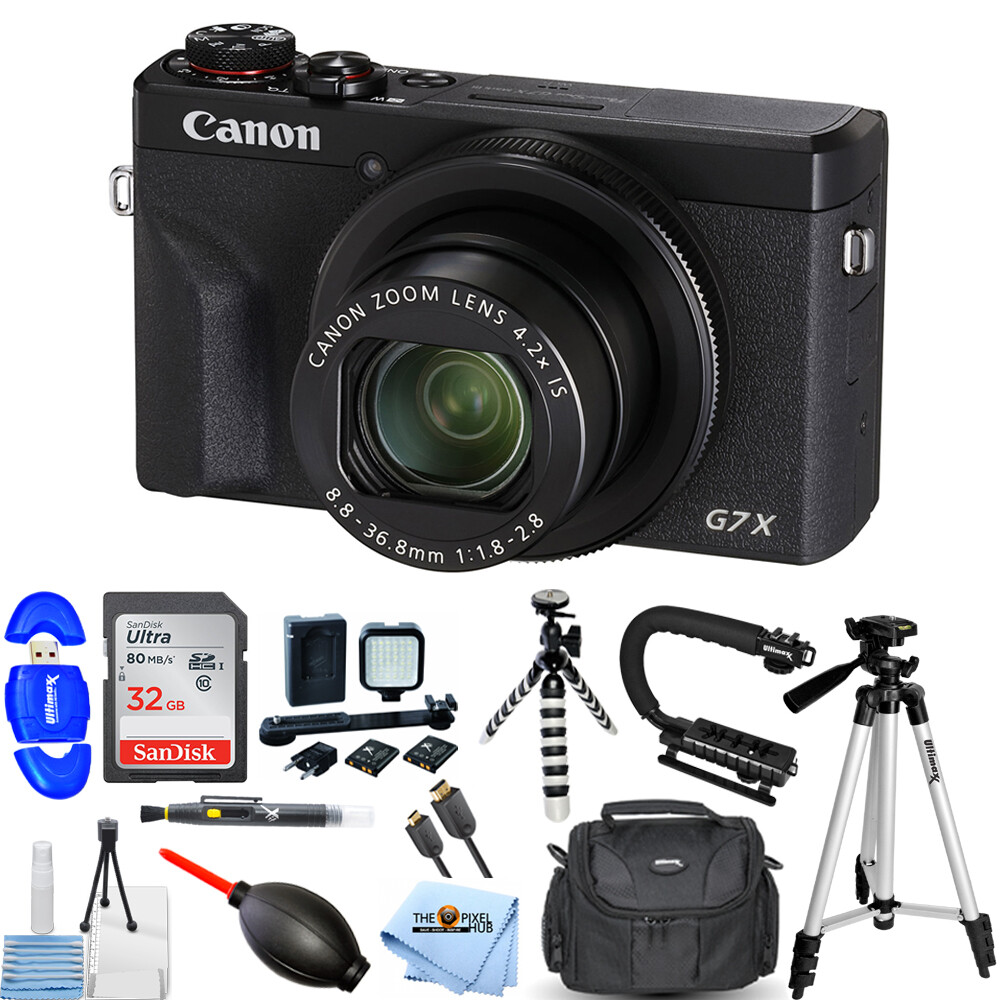 Canon PowerShot G7 X Mark III Digital Camera (Black) + 32GB + LED