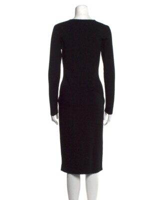 GUCCI Black Dress Square Neck Stretch Bodycon Size L Large Long