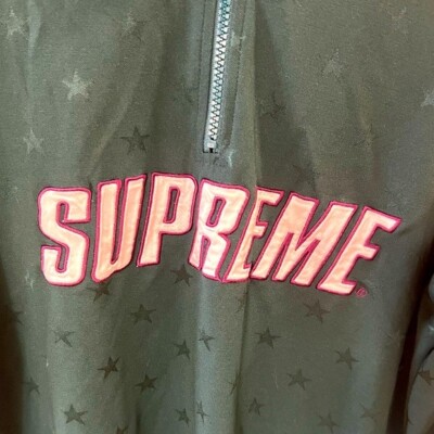 SUPREME TRACK HALF ZIP PULLOVER GREEN STARS PRINT MEN's M | eBay